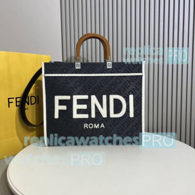 Replica Fend1 Sunshine Black White Tote Bag Medium Size